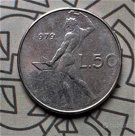 Italia, moneta di lire 50 del1978 -errore di conio