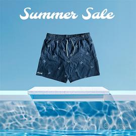 Costume da bagno nero con palme bianche – Taglia M