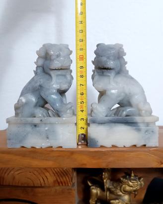 Coppia Cani di Foo in pietra da collezione 