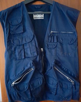 Gilet Tattico Blu Multitasche
