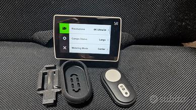 action cam yi 4k + telecomando + kit bici/moto