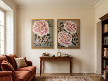 Coppia di Quadri Paeonia 55*75cm