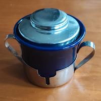 Zuccheriera vintage ceramica blu cobalto acciaio 