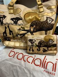 Braccialini Tua, borsa e portafoglio color oro