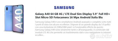 Samsung Galaxy A40 Anno 2020 64GB