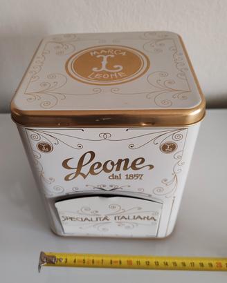 scatola porta caramelle latta Leone con dispenser
