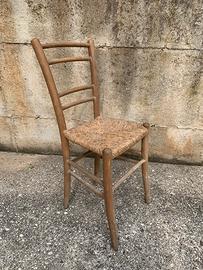 Sedie rustiche in legno e paglia - Arte povera