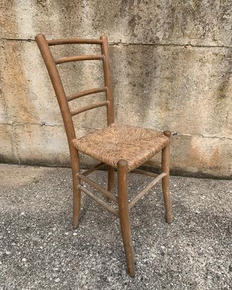 Sedie rustiche in legno e paglia - Arte povera