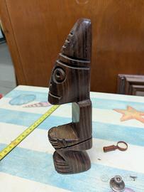 Statuetta Decorativa MOAI - Legno Esotico Scurito 