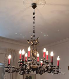 Lampadario in bronzo anni 60 vintage