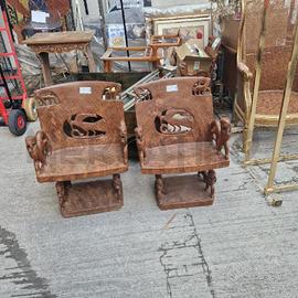 COPPIA POLTRONCINE LEGNO AFRICANE