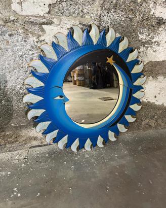 Specchio rotondo luna blu