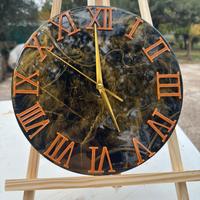 Orologio in resina con base in legno 25cm