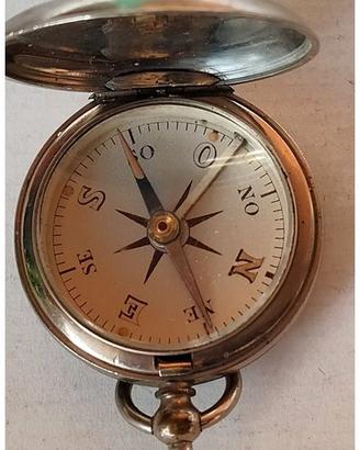 Antica bussola ottone placcato argento