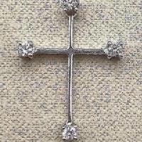 CROCE ORO BIANCO 18kt. CON DIAMANTI NATURALI