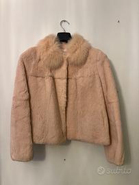 Pelliccia vera in Lapin rosa taglia S donna