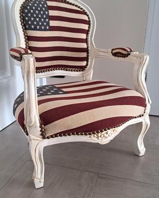 Poltrona barocca per bambini bandiera americana 
