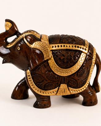 Elefante in legno intagliato a mano decor dorate