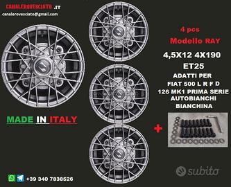Cerchi RAY crome 4,5x12 4x190 fiat 500 l f r