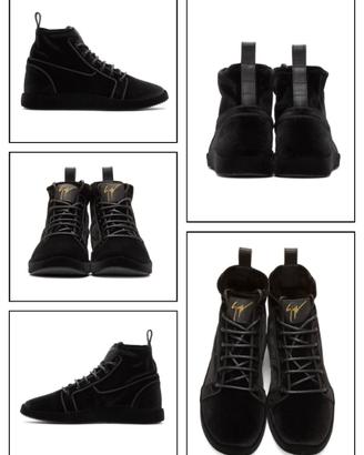 GIUSEPPE ZANOTTI BLACK VELVET GRUBER SOCK SNEAKERS