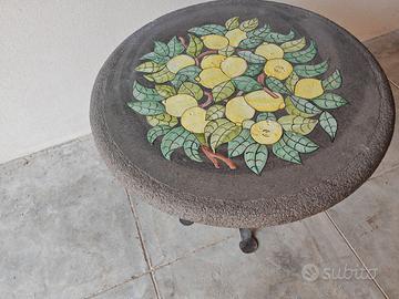 tavolino pietra lavica 48cm con limoni.