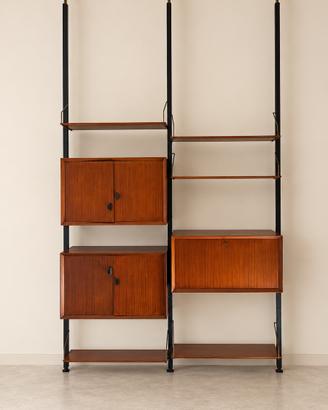 Libreria terra-cielo modulare teak vintage