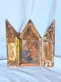 Antico trittico religioso Arte Sacra apribile