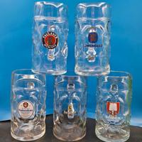 5 Boccali birra vetro Kaiserdom Spaten Paulaner