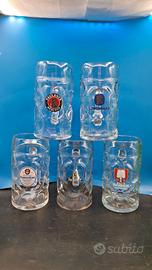 5 Boccali birra vetro Kaiserdom Spaten Paulaner