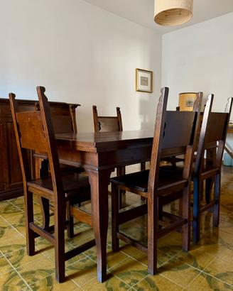 Tavolo estensibile legno massello + 6 sedie