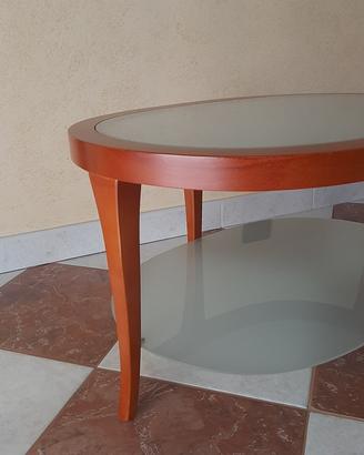 Tavolino in legno e cristallo 