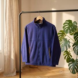 Lotto, pile vintage, blu, uomo, L, full zip