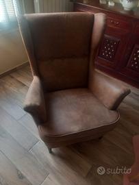 poltrona in alcantara marrone, più foder