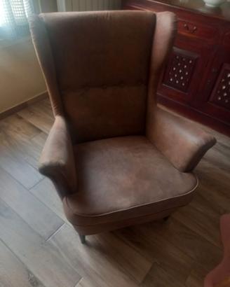 poltrona in alcantara marrone, più foder