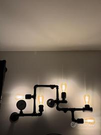 Lampada Parete Industrial Steampunk + Edison