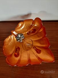 Svuotatasche Foglia Vetro  e Fiore Argento 800/925