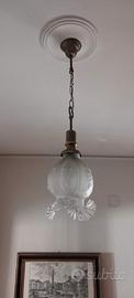 Lampadario a sospensione in vetro vintage