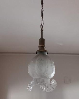 Lampadario a sospensione in vetro vintage