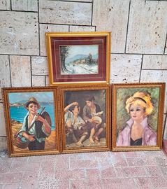 QUADRI 4, OLIO SU TELA FIRMATI. FUORIROTTA.