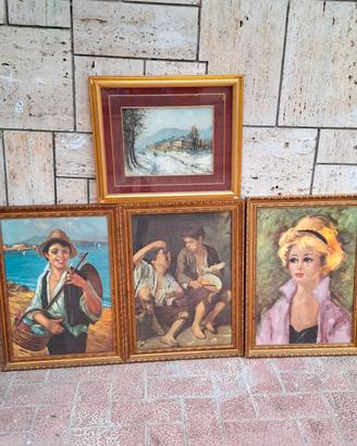 QUADRI 4, OLIO SU TELA FIRMATI. FUORIROTTA.