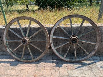 COPPIA RUOTE IN LEGNO CARRO E CARRETTO D'EPOCA