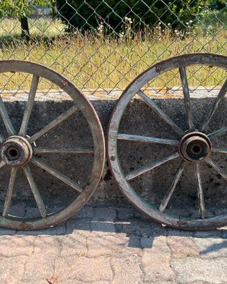 COPPIA RUOTE IN LEGNO CARRO E CARRETTO D'EPOCA