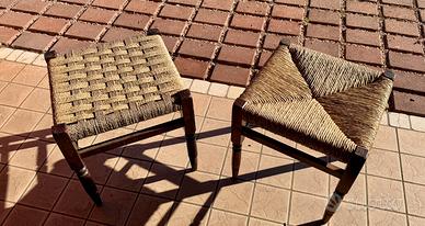 Coppia sgabelli vintage seduta in corda