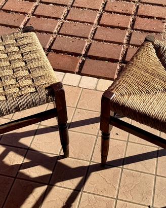 Coppia sgabelli vintage seduta in corda
