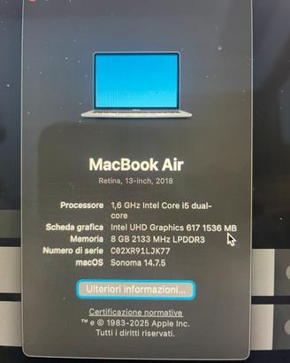 Macbook air 2018 128 giga