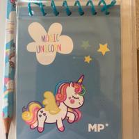 Set di lapis e appuntino e agendina unicorno