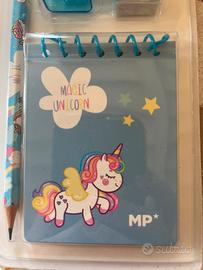 Set di lapis e appuntino e agendina unicorno