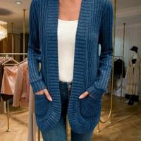 Cardigan Donna Elegante a Tinta unita con Tasche