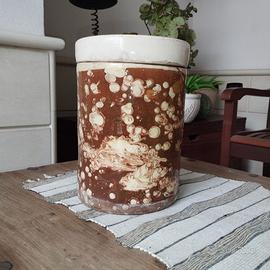 Antico Vaso Terracotta Smaltata Barattolo Salatoio