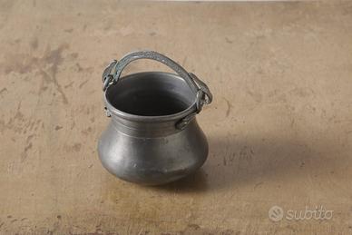 Piccola ciotola paiolo peltro, soprammobile, hallo